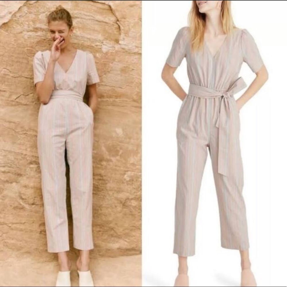 Size 12 Madewell Jumpsuit cotton pink/blue/tan
